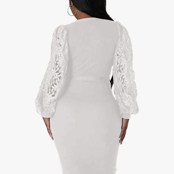 V Neck Bodycon Midi Dresses - Picture 4 of 7